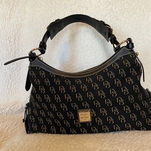 Dooney & Bourke black & gold monogram hobo bag